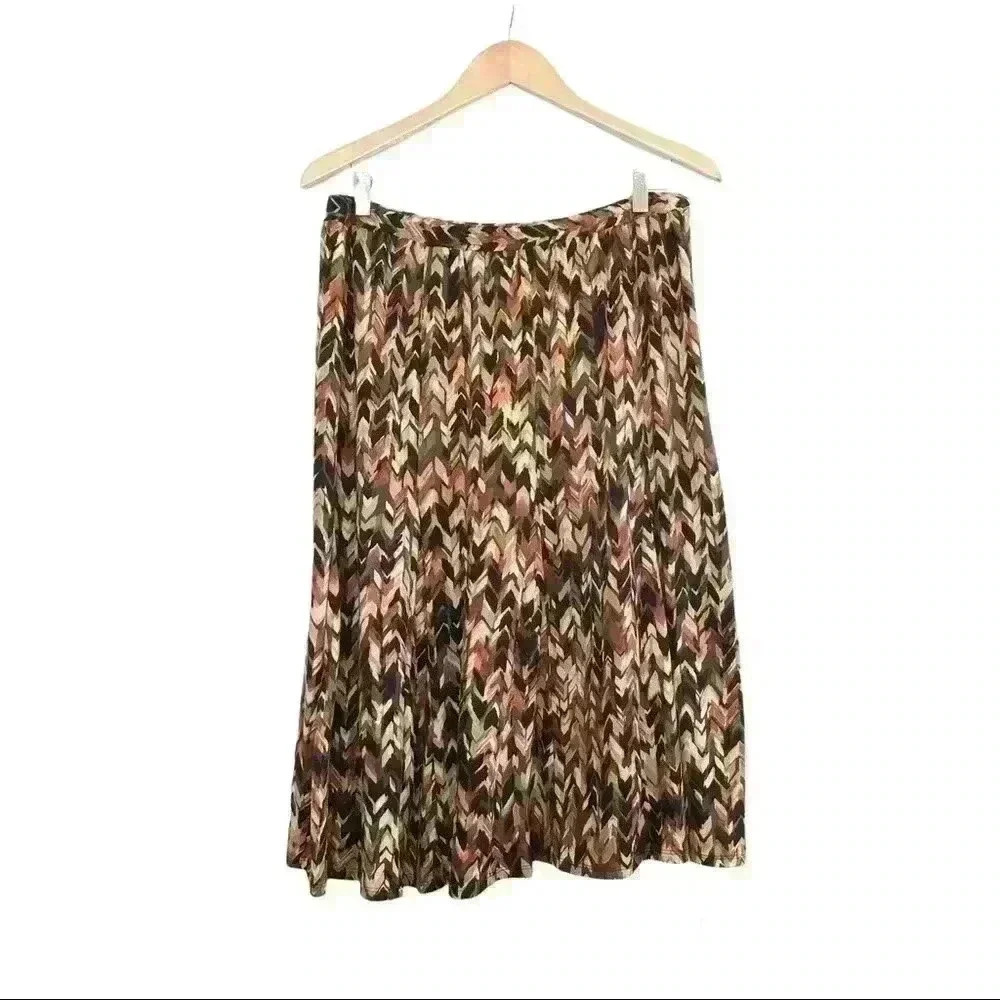 🌈 6/$60 NWOT, NY Collection Midi Skirt, Brown/Black/Yellow/Green, Size LP